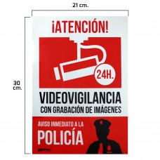 Cartaz de alarme conectado Aviso policial 30x21