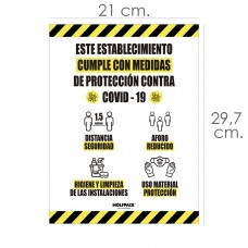 Cartel Rotulacion Cumple Normas Covid19 Adhesivo Tamaño A4