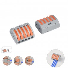 Regleta Conexion Electrica Rapida, 5 Polos, 4mmØ, 32A, 12 Unidades