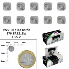 Bateria de botão de óxido de prata 379 / SR521SW (caixa 10 baterias)
