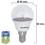 Linha transparente E14 do bulbo conduzido esférico 5 W. = 40 W. luz branca de 470 lúmens