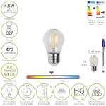 Bombilla Led Filamento Globo Rosca E27. 4,5 Watt. Equivale A 35 Watt. 470 Lumenes. Luz Neutra 4000º K.