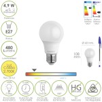 Bombilla Led Filamento Globo Mini Rosca E14. 4,5 Watt. Equivale A 40 Watt. 470 Lumenes. Luz Cálida (2700º K.)