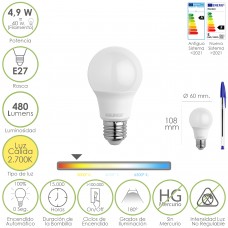 Bombilla Led Filamento Globo Mini Rosca E14. 4,5 Watt. Equivale A 40 Watt. 470 Lumenes. Luz Cálida (2700º K.)