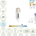 Bombilla Led Dicroica Rosca G4. 2 Watt. Equivale A 20 Watt. 200 Lumenes. Luz Fria (6500º K.)