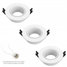Aro Foco Empotrable Con Portalamparas GU10 Ø 90 x 29 mm. Pack de 3 unidades