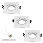 Aro Foco Empotrable Con Portalamparas GU10. 93 x 93 x 25 mm. Pack de 3 unidades