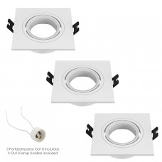 Aro Foco Empotrable Con Portalamparas GU10. 93 x 93 x 25 mm. Pack de 3 unidades