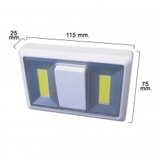 Lâmpada de parede LED com interruptor (fixação por adesivo, ímã ou parafusos)