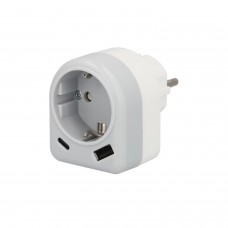 Adaptador / Enchufe Schuko Con 2 Tomas, USB A y USB C
