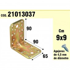 Ângulo de suporte de madeira 65x90x90 mm. Espessura de 2.5mm