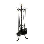 Juego Atizadores 5 Piezas 22x58 (Alt.) cm. Soporte, Cepillo, Recogedor, Atizador y Pinzas. Hierro Forjado