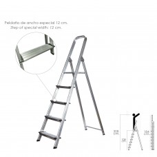 Escada Profissional Doméstica de Alumínio 5 Passos (Passo 12 cm.)