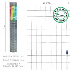 Malha eletrosoldada galvanizada 50x25 / 2,00 / 100 cm. GA Roll 25 metros