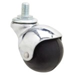 Roda Doméstica Esfera de Borracha Preta M8x40 mm.
