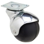 Roda Doméstica Esfera de Borracha Preta 40 mm.