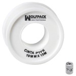 Fita PTFE Wolfpack 19 mm. x 50 m. Grosso. (Pacote de 5 rolos)