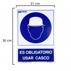 Cartaz obrigatório Use capacete 30x21 cm.