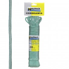 Corda Trançada de Polipropileno Branco / Verde (Meada 20 m.)