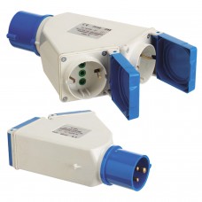 Cetac Schuko Adaptador industrial duplo 2p com tampa