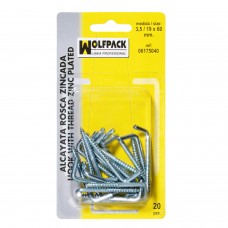 Linha Zincada Alcayatas 4,0 / 20x70 mm. (Blister 15 peças)