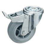 Roda industrial em borracha cinza Passando com freio100 mm.