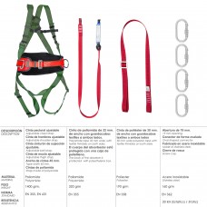 Kit de segurança para arnês de queda nº 2 (7 peças) EN361