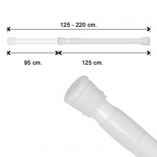 Chuveiro extensível com haste de cortina Alumínio branco 125 a 220 cm.