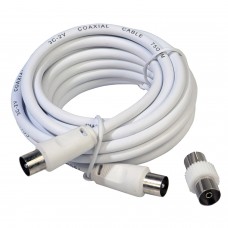 ProlongaciónTV Vídeo Masculino-Male 3 metros / 9,5 mm Ø. Com Masculino-Feminino Adapter Branco