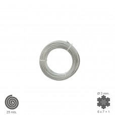 Cabo galvanizado de 3 mm. (Rolo 25 metros) Sem elevação