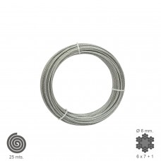 Cabo galvanizado de 6 mm. (Rolo 25 metros) Sem elevação