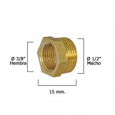 redução Hexagonal Pulida 1/2 'x 3/8 Male' Feminino