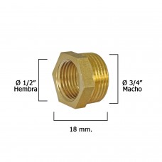 redução Hexagonal Pulida Masculino 3/4 x 1/2 Feminino