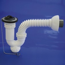Sifão curvo extensível T-32-F multiorientável 1 1/2, com válvula e plugue.