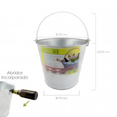 Cubo Zinco 8 Litros Multiusos de metal galvanizado 25 x 19 x 22 (alt.) Cm. com garrafas abertas