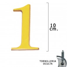 número de bronze '1' 10 cm. com parafusos escondido (bolha 1 parte)