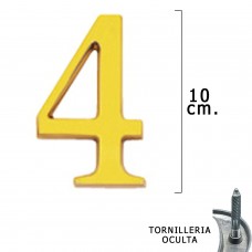 número de bronze '4' 10 cm. com parafusos escondido (bolha 1 parte)