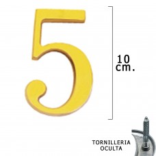 número de bronze '5' 10 cm. com parafusos escondido (bolha 1 parte)