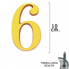 número de bronze '6' 10 cm. com parafusos escondido (bolha 1 parte)