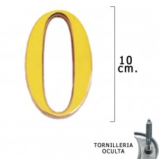 número de latão '0' 10 cm. com parafusos escondido (bolha 1 parte)
