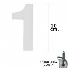 metal número '1' prata fosco 10 cm. com parafusos escondido (bolha 1 parte)