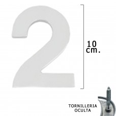 metal número '2' Prata Matte 10 cm. com parafusos escondido (bolha 1 parte)