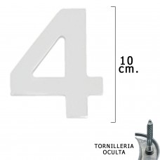 metal número '4 de prata fosco 10 cm. com parafusos escondido (bolha 1 parte)