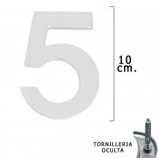 metal número '5' Prata Matte 10 cm. com parafusos escondido (bolha 1 parte)
