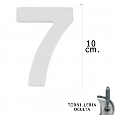 metal número '7' Prata Matte 10 cm. com parafusos escondido (bolha 1 parte)