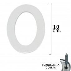 metal número '0' Prata Matte 10 cm. com parafusos escondido (bolha 1 parte)