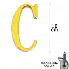 carta de bronze 'C' 10 cm. com parafusos escondido (bolha 1 parte)