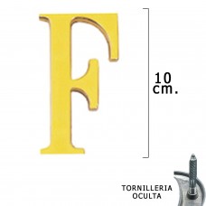 carta de bronze 'F' 10 cm. com parafusos escondido (bolha 1 parte)