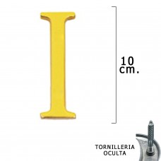 carta de bronze 'I' 10 cm. com parafusos escondido (bolha 1 parte)