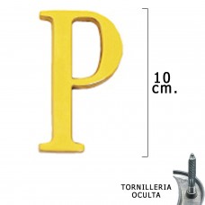 carta de bronze 'P' 10 cm. com parafusos escondido (bolha 1 parte)